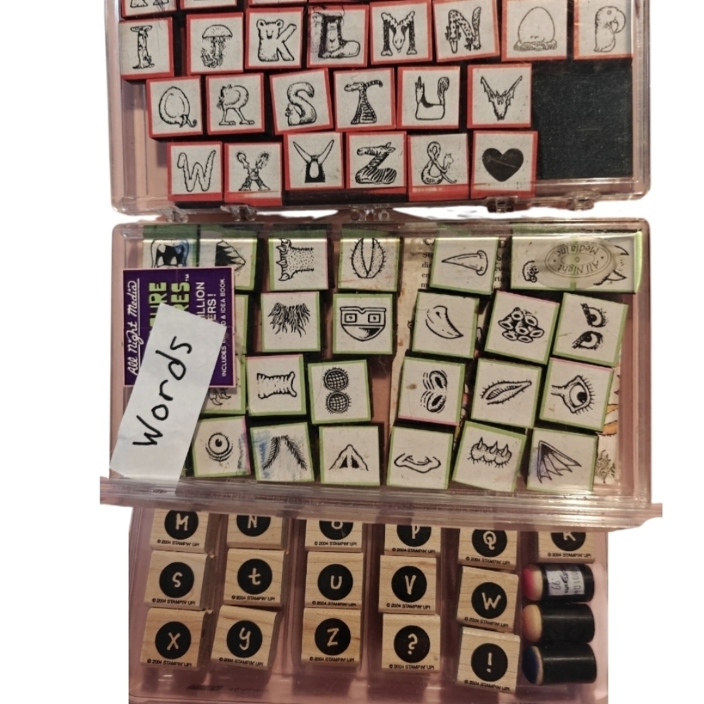 Stamps Lot Words Alphabet Stampin Up Hampton Art All Night Media